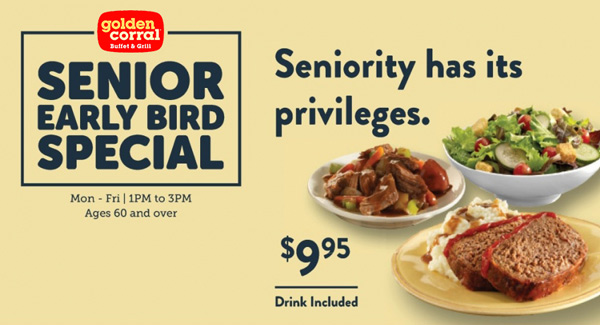 Golden Corral Prices for Senior Early Bird Prices & Special Discounts